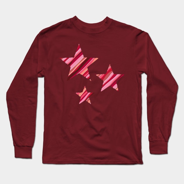 Stars with Wavy Stripes Design Long Sleeve T-Shirt by amyvanmeter